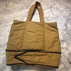 Calpak Quilted Tote in Camel Brown